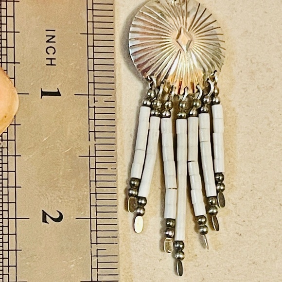 VTG Native American style pendant sterling silver white shell tube beads - Picture 2 of 5